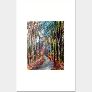 Inviting Autumn Woodland Lane Posters and Art